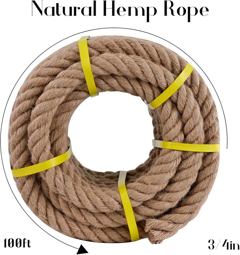 MKMJ Jute Rope 3/4 Inch x 100Ft,Suitable for Various Indoor and Outdoor Projects. Such as Handicrafts, Cat Scratch Stickers, Home Decor, Gardening, Flower Baskets, Swing Beds, Seawall Fences, etc - Image 2